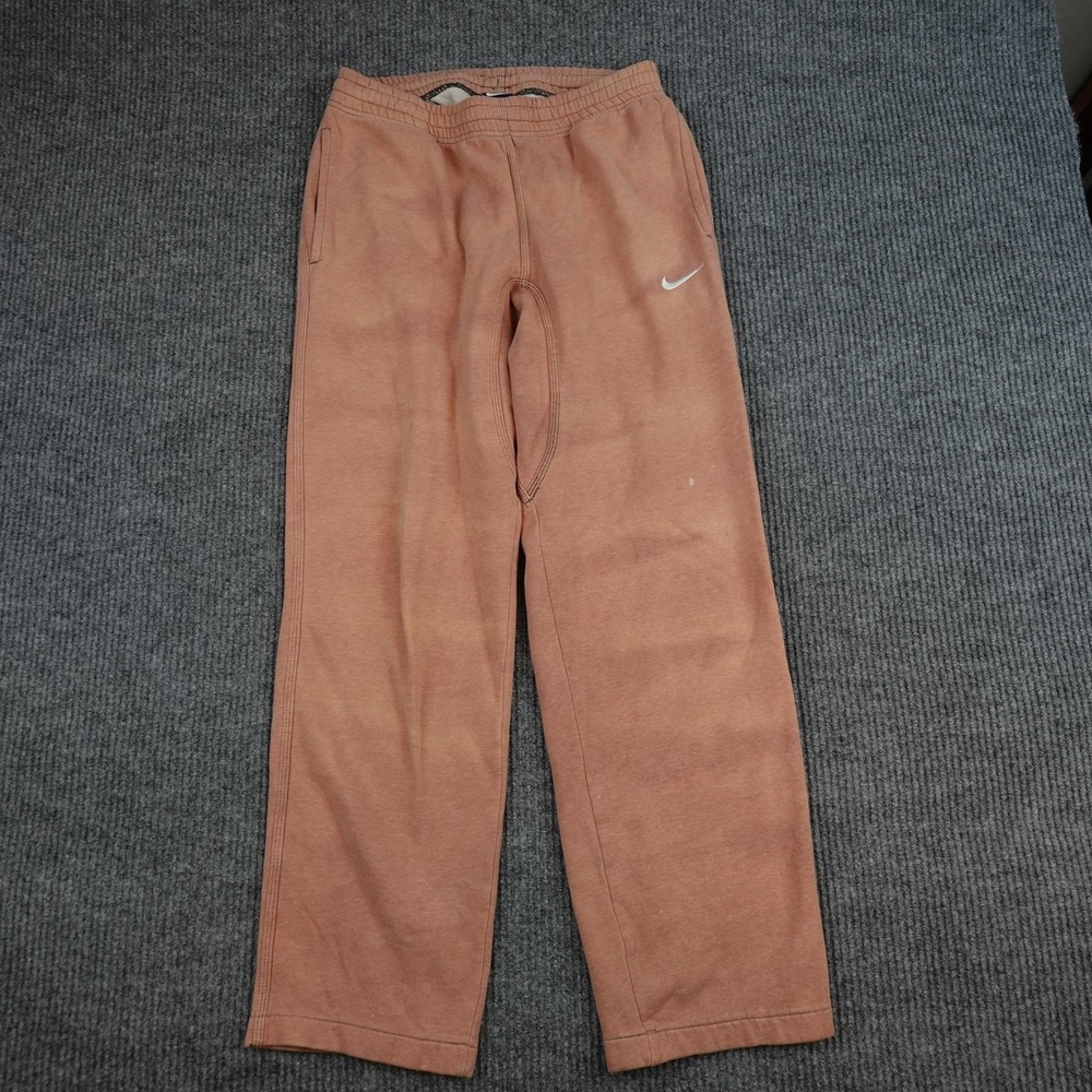 Nike Fleece Sweatpants Mens Small Pink Straight Leg Elastic Waist Pockets Casual